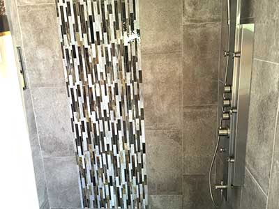 Decorative glass tiles installed by TLC Tile Pros Tampa